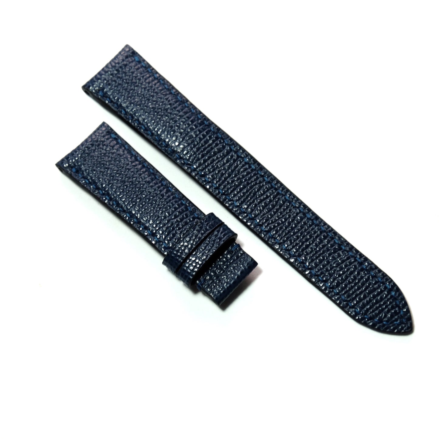Epsom Blue Full Stitching Watch Strap #02 (Padded)