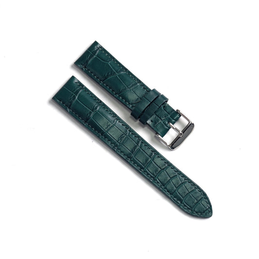 Green (Palmatto) Alligator (Belly/Tail) Full Stitching Watch Strap #02