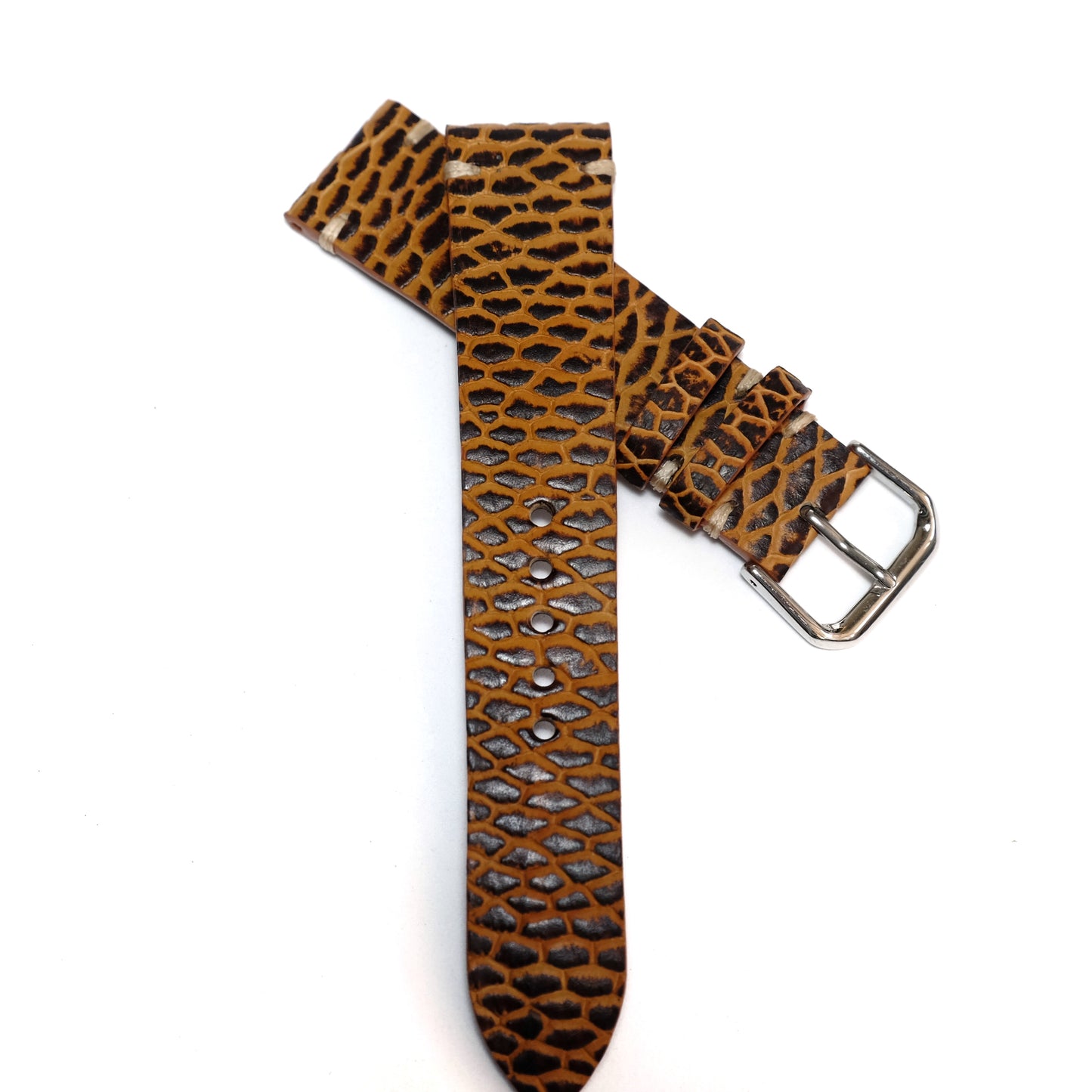 Beaver Vintage Stitch Watch Strap #01 2 Tone Brown