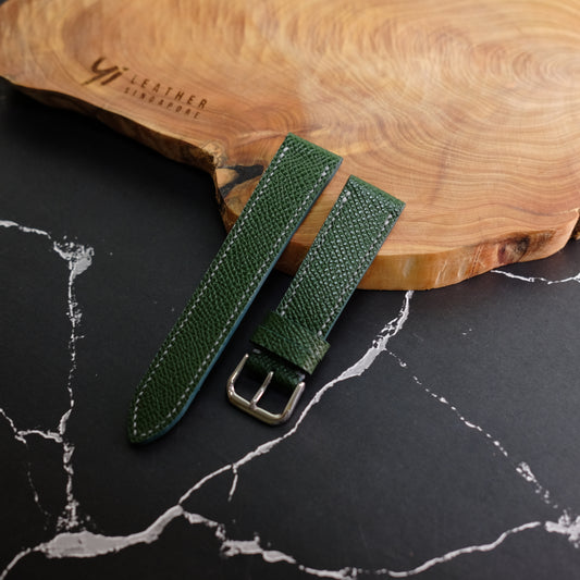 Epsom Green Full Stitching Watch Strap #02