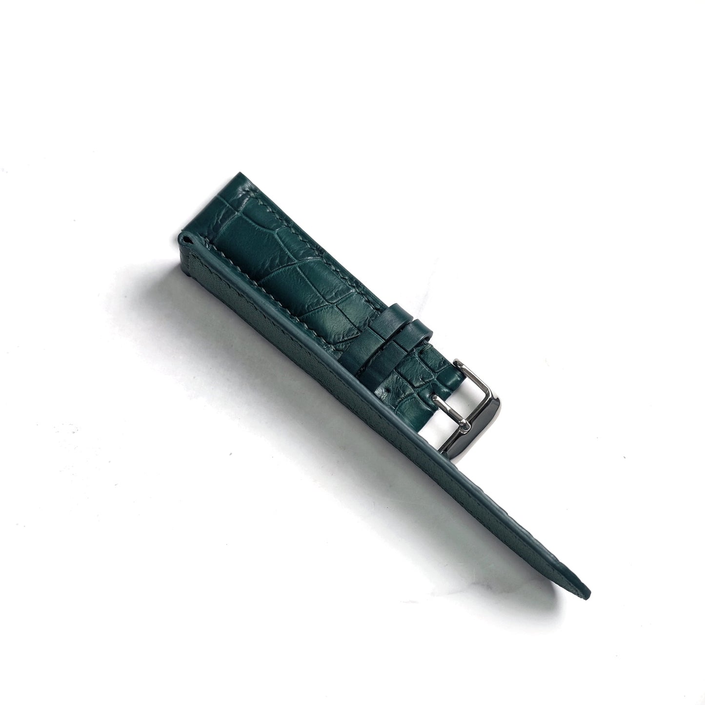 Green (Palmatto) Alligator (Belly/Tail) Full Stitching Watch Strap #02