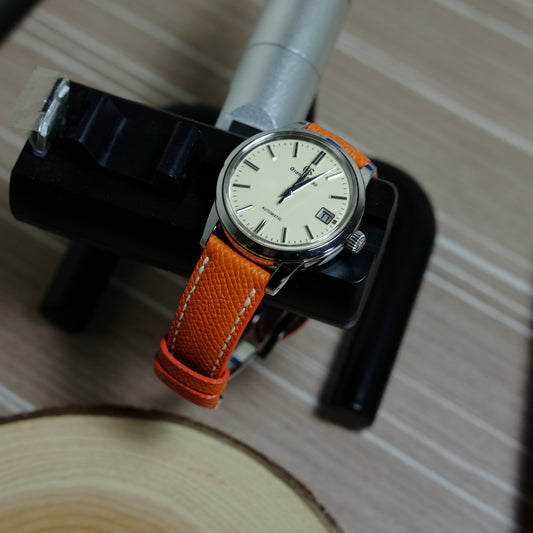 Epsom Orange Full Stitching Watch Strap #02