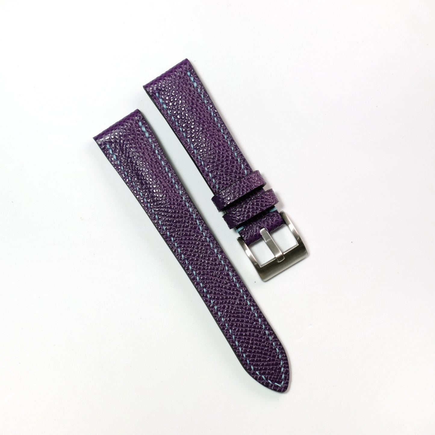 Epsom Purple Full Stitching Watch Strap #02