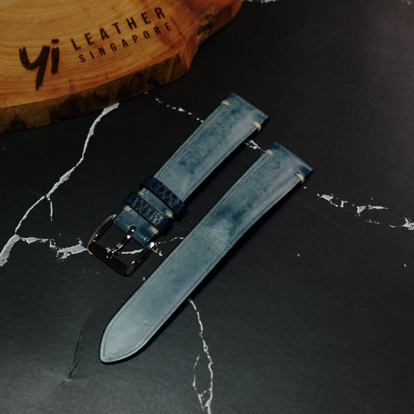 Ghost - La Bretagna Blue Leather Watch Strap #01